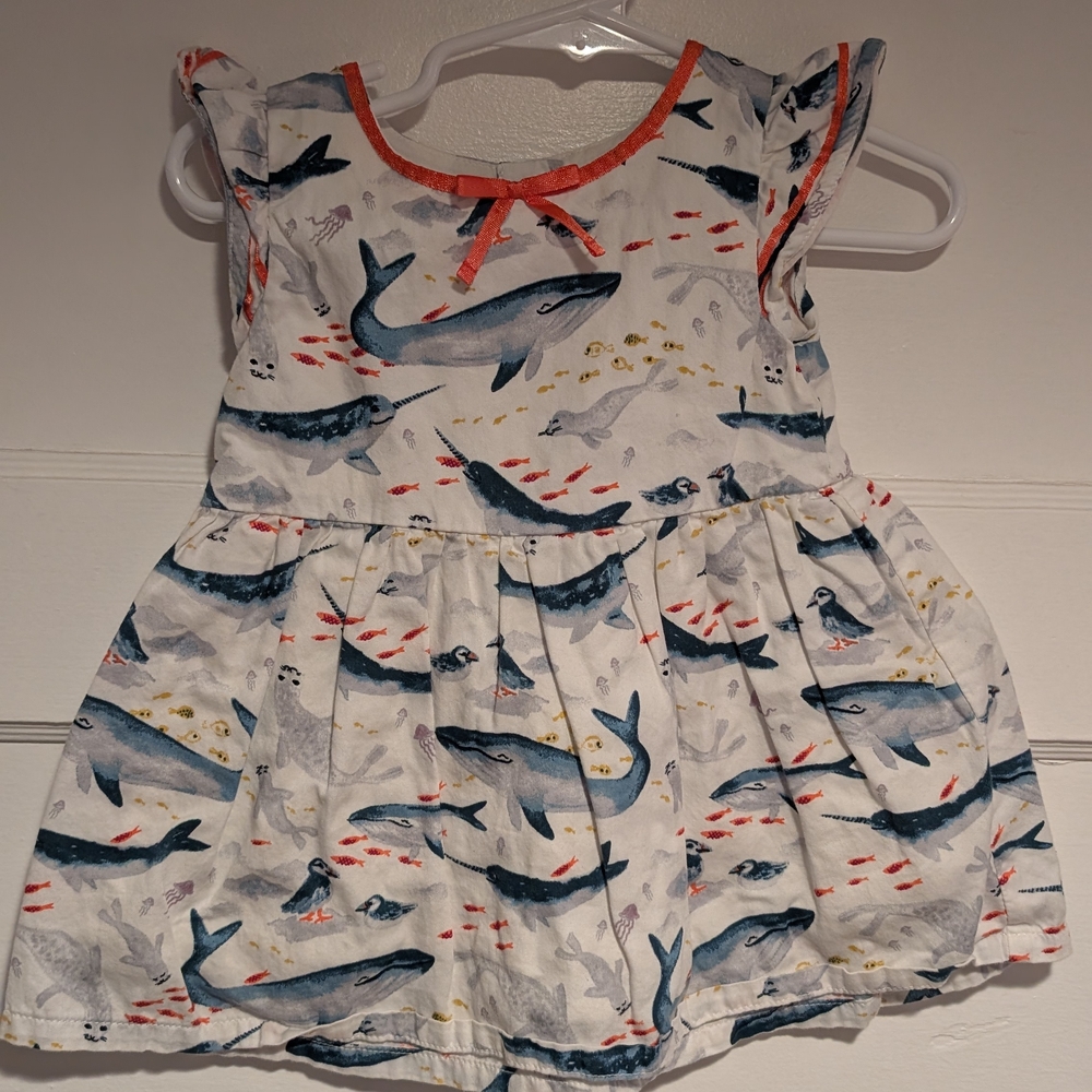 Carter's White and Blue Whale Print Dress